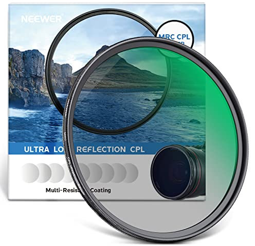 NEEWER 52mm CPL Polarisationsfilter, ultradünn, 30 Schichten mehrfach beständige Nanobeschichtungen Zirkularpolarisationsfilter, Optische HD Glas, Reduziert Reflexion Blendung, verbessert den Kontrast