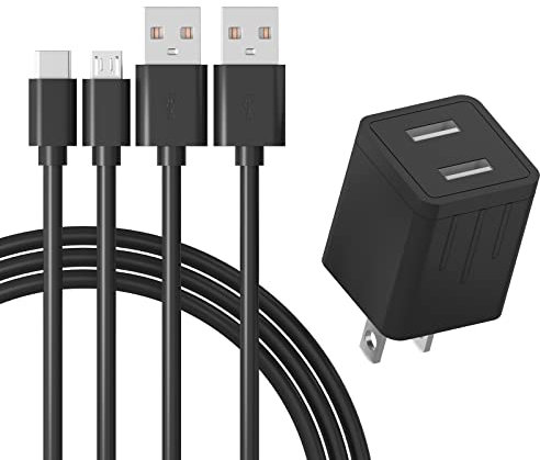 Kinder-Tablet-Ladegerät mit 1,8 m langem Mikro- und Typ-C-Kabel, kompatibel mit Fire HD 7, 8, 10 Kids Edition, Kids Pro und Kindle Kids Edition (2014–2024)