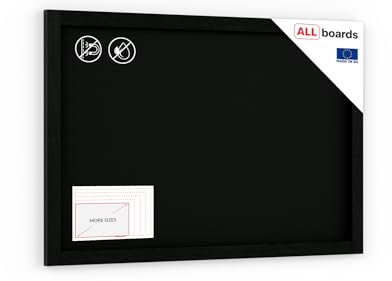 ALLboards Kreidetafel mit schwarzem lackiertem Holzrahmen 90x60cm, Schwarz, Schreibtafel, Kreide