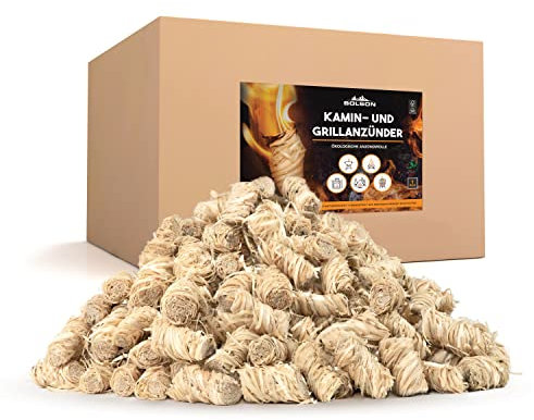 Bolson Grill- & Kaminanzünder (1 kg) aus Holzwolle & Wachs - Ökologische & FSC zertifizierte Anzündwolle - nach DIN hergestellte Holzwolle Anzünder - Grillanzünder Feueranzünder für Kamin & Ofen
