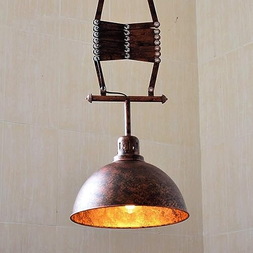 Iron Art Deckenlampe Industrielle Verstellbare Pendelleuchten Wand Leselampe Mehrzwecklampe Schwenkarm Schere Ausziehbar Kronleuchter Heben Teleskop Hängelampe (brown)
