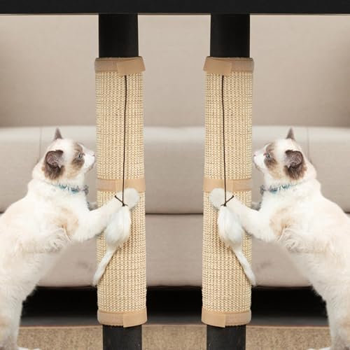 Lot de 2 tapis de protection anti-rayures pour chat - Protection des meubles pour animaux de compagnie - Pieds de table - Tapis griffoir pour chat - 50 x 25 cm (beige)