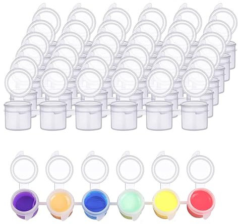 6 Strips/36 PCS Empty Paint Pots with Lids 5 ML Mini Paint Cup Pots Plastic Clear Storage Paint Containers for Classrooms Schools Art Festivals Organizing Paint Paintings