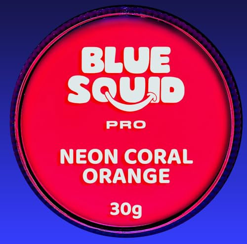 Blue Squid PRO Peinture pour le visage - Néon Corail Orange (30gm) Fournitures professionnelles de maquillage à base d'eau pour adultes, enfants et SFX