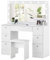CLIPOP White Dressing Table Set with Hollywood LED Lights Mirror, Large Vanity Table with 7 Drawers Makeup Table with Mirror and Stool for Bedroom Girls Women