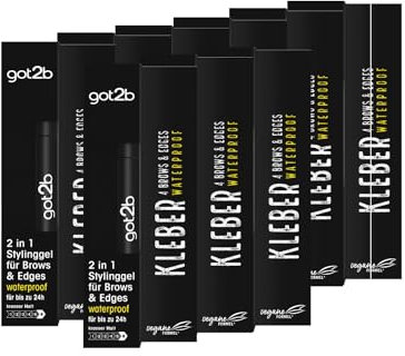 got2b Kleber 4 Brows & Edges Waterproof (9x 16 ml), 2in1 Brow Gel & Haar Mascara, schweiß- & wasserfest für bis zu 24 h Halt, mit praktischer Eyebrow Brush zum Stylen von Haarkonturen & Edges