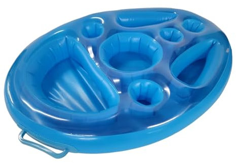CUSROS Inflatable Floating Drink Holder, Drink Cup Floating Bath Holder, Spa Beverage Salad Fruit Serving Bar Drink Floaties Hot Tub Floating Tray for Pool Beach Party or Hot Tub Blue