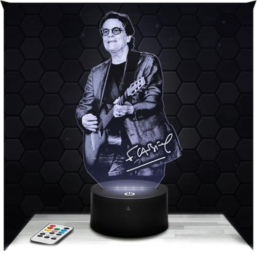 Lampephoto.fr - Lampe Francis Cabrel 3D Touch Nachtlicht Fr. Chanson | Made in France, Sockel & Größe wählbar, dimmbar, Batterie/USB, HD-Lasergravur, Geschenk für Sie & Ihn