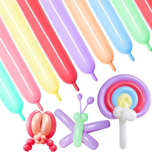 100 Stück pastellfarbene, bunte Luftballons zum Modellieren und Verdrehen von Tieren, Luftballons für Hochzeit, Geburtstag, Party, Dekorationen