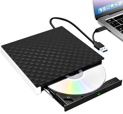 External CD DVD Drive for Laptop USB 3.0 Type-C Portable External CD/Dvd +/-Rw Drive Burner Writer Reader External Disk Drive for Laptop Desktop PC MacBook Windows 11/10/8/7/XP/Linux/Vista/MacOS