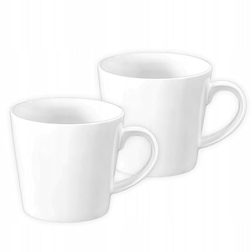 Wilmax - Teetassen & Kaffeetassen - 2er Set - 280ml - Kaffeebecher Porzellan - Becherset - Tasse für Tee, Kaffee, Cappuccino - Porzellantassen mit Griffen - Weiß