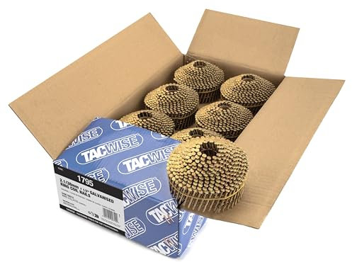 Tacwise 1795 Chiodi Galvanizzati in Bobina Conica Tipo 2,1/38 mm, Punta a Diamante, Annellati e Inclinati di 16°, Fascicolati con Fil di Ferro, Confezione da 5400
