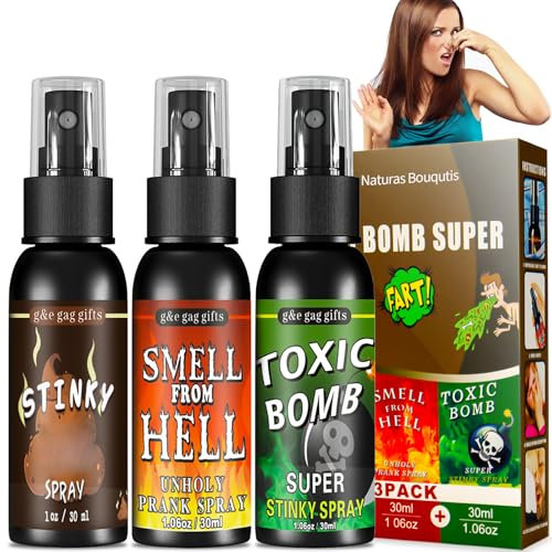 Spray Fetido - 3 Piezas Bromas para Adultos Divertidos, Articulos de Broma Pedos, Spray Olor Fart, Spray de Pedos Broma Olor, Spray Pedos Apestosos, Bromas del Día de los Inocentes de Halloween