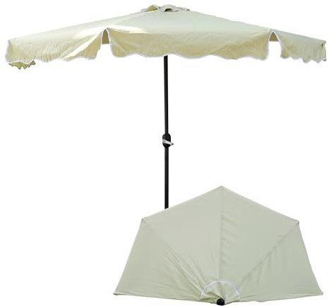 botle Sonnenschirm Halbrund Halbschirm mit Kurbel Balkonschirm Terrassenschirm halb Beige Ø270 cm H235 cm stabil Sonnenschutz UV-Schutz leicht Polyester Stahl feuchtigkeitsbeständig mit Schutzhülle