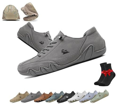 Vogany skor for kvinnor och män, VogLDeck vattentäta, andningsbara ortopediska sneakers, alpacka barfotaskor, Nevova utomhusskor(Grey,45 EU)