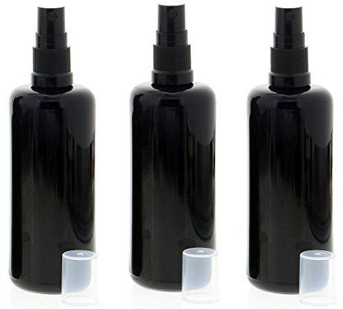 Purple Glass Spray Bottle, High Light Protection Miron Glass Bottle with Kosmetex Black Pump Atomizer, 3 x 100ml