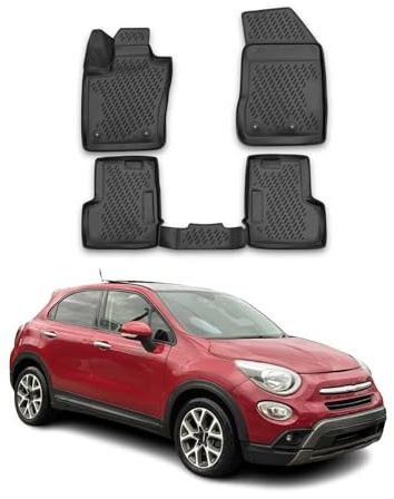 OMAC Fußmatten für FIAT 500X 2015-2026 TPE 500X Schwarz | Gummimatten, Automatten, Allwetter, fahrzeugspezifisches Produkt, Antirutsch, 3D-Passform, wasserdicht