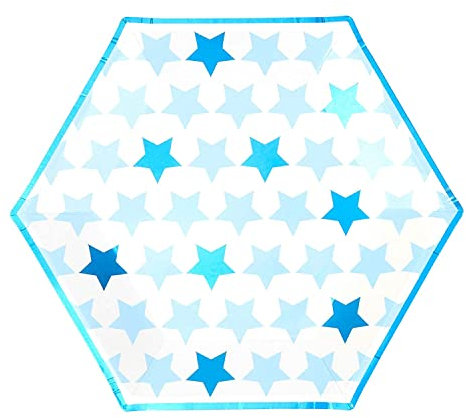 Neviti 775479 Little Star Blue-Large Paper Plate-8 Pack, 27 x 27 x 0.5