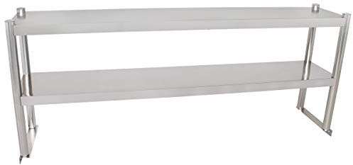 Beeketal 'BTA-150' Küchen Arbeitstisch Aufsatzboard 150 cm aus Edelstahl mit 2 Ablageflächern (Tragkraft je Ablage 15 kg) - Regal Aufsatz zur Montage auf Beeketal Gastro Küchentischen