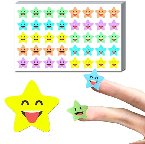 1000 Stück - Sticker Sterne Belohnungssticker, Klebesterne Aufkleber - 20mm