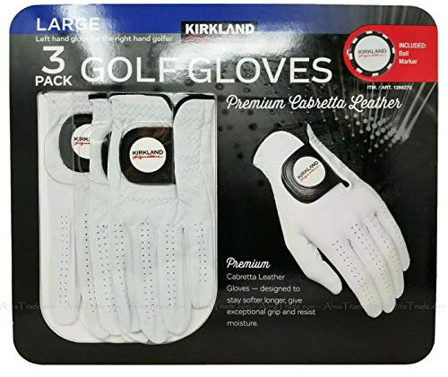 KIRKLAND SIGNATURE Herren Golfhandschuhe Größe L Premium 100% Cabretta-Leder 3er Set L