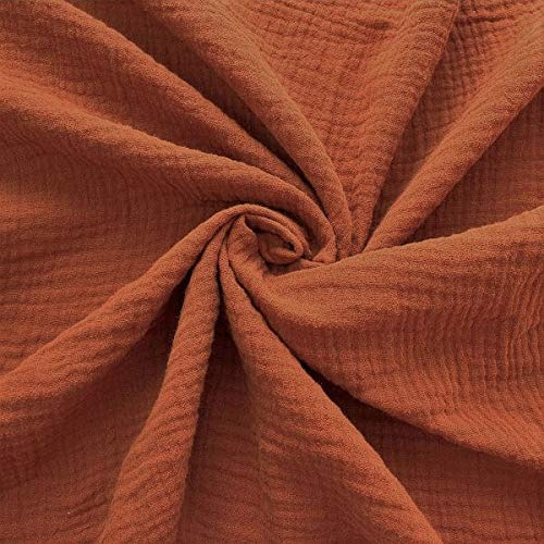 STOFFKONTOR Baumwolle Musselin Double Gauze Stoff – Meterware, Farbe Terrakotta – zum Nähen von Bekleidung wie Blusen/Hemden, Kleider, Hosen, Tücher sowie Dekoration