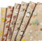 RUSPEPA Kraftpapierpapier - Französische Bulldogge/Kaninchen/Fuchs/Panda/Sikahirsch/Ente Gedruckt Für Babyparty - 6 Blatt Als 1 Rolle Verpackt - 44,5 X 76 cm Pro Blatt