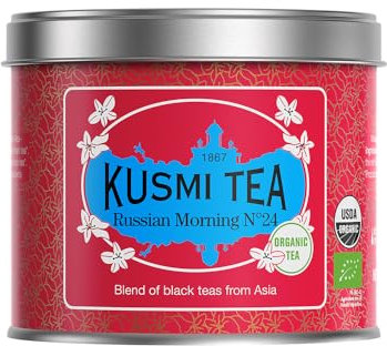 Kusmi Tea - Thé du Matin n°24 - Thé Noir Biologique - Mélange de Thés Noirs Asiatiques - Grand Yunnan, Ceylan et Assam - Boîte en Métal 100g - Quantité pour environ 50 Tasses