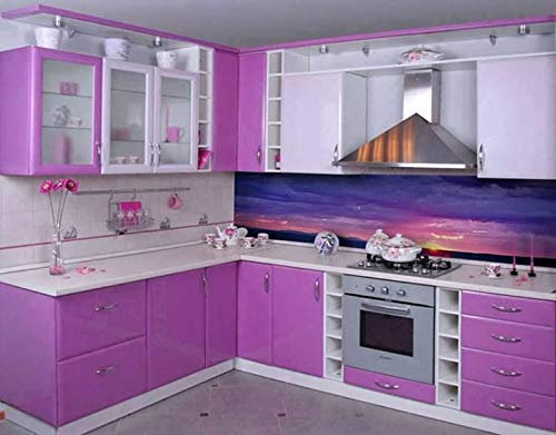 Vinilo Pegatina Muebles de Cocina, PVC Engomada Autoadhesivo Protege o Decora Armario y Aparatos Eléctricos, Papel Pintado para Muebles/Cocina/Baño,Impermeable Pegatina, Rollo 60cm (Lila, 10)