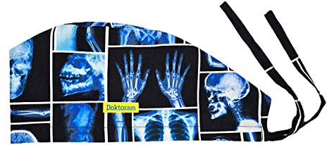 DOKTORAM X-ray Black Arbeitskappe, bequem und atmungsaktiv, für Damen und Herren, Lange ästhetische Kopfbedeckung, Einheitsgröße