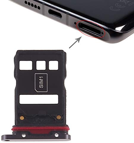 Ersatzteil Try Tray Fach für Nano-Karte, für Einzelkarten, SIM-Kartenschlitz, kompatibel mit Huawei P30 Pro VOG-L29 (schwarz)