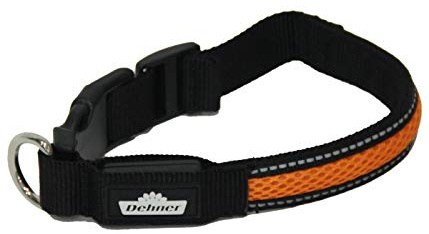 Dehner LED-Hundehalsband Flash Collar, Länge 51 cm, Höhe 2,5 cm, Mesh-Stoff, schwarz/orange