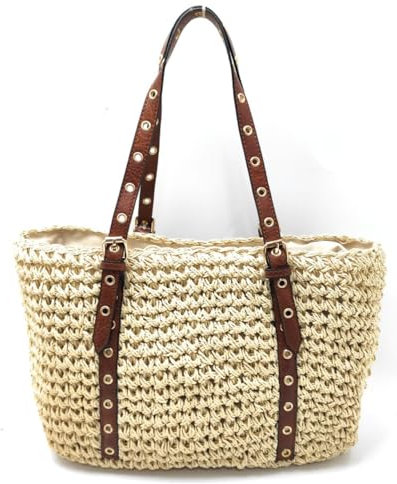 Faylinn Bolso Mujer Verano | Bolso Rafia Mujer | Bolsos Tejidos Crochet - Moda Playa Verano 2024 - Bolsos de Playa de Paja