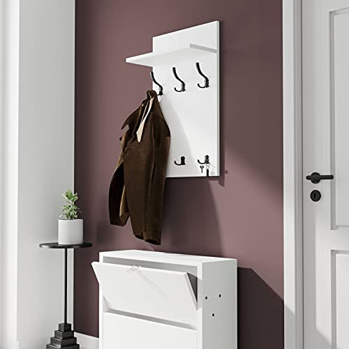 AKKE 70x40 | MEDI Garderobenpaneel Wandgarderobe Garderobe Wandpaneel Kleiderstange SCHWARZ | WEISS