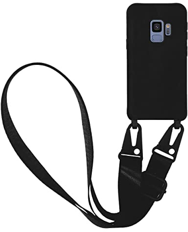 MyGadget Coque Cordon Compatible avec Samsung Galaxy S9 - Cover TPU Rigide Ultra Fin & léger avec Collier - Case Tour de Cou - Protection Silicone & Lanière Noir