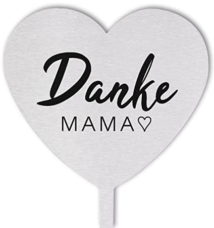 Green Rhino Blumenstecker Herz Danke Mama | wetterfest | in Deutschland gefertigt | 28 x 10 cm