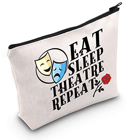 Theaterliebhaber Geschenk Schauspielerei Drama Geschenk Essen Schlaf Theater Wiederholung Kosmetiktasche Thespian Theater Bühne Schauspiel Geschenk, gebrochenes weiß, big, EAT SLEEP UK