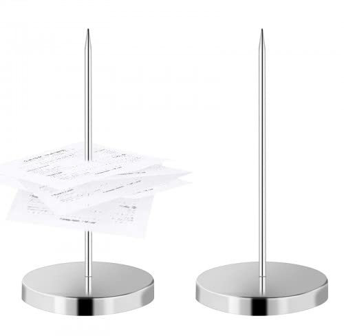 Vesaneae 2 Piezas Tenedor Sostenedor, Pincho para Notas, Horquilla para Recibo, Titular de Factura con Fondo Redondo, Soporte Metálica para Factura,Tenedor de Billete para Restaurantes Bares Oficinas