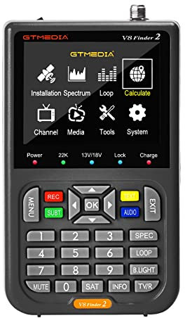 GT Media V8 Finder 2 Localizadores de Satélites, Satfinder Meter Digital Buscador de Satélites Medidor de Campo DVB-S/S2/S2X, H.264 HD 3.5 LCD para TV Señal Find, con Bolsa de Transporte