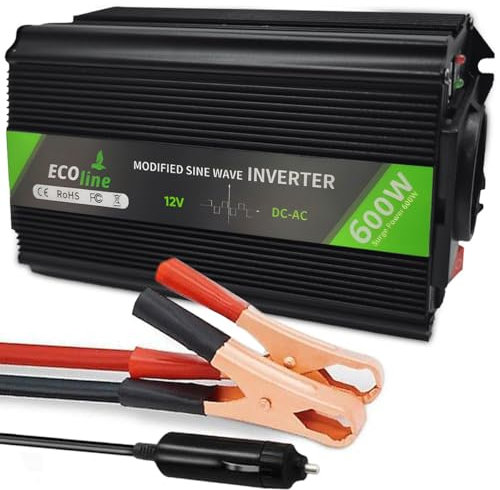 EcoLine - Wechselrichter 12V auf 220V / 230V - Leistung 600W / 1200W - Modifizierte Sinuswelle - Spannungswandler