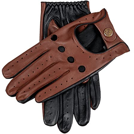 Dents Silverstone Men's Leather Touchscreen Driving Gloves TAN/BLACK