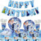 Pappteller Kindergeburtstag, Partygeschirr 82-teiliges für Mädchen Geburtstag-7''Pappteller, 9''Pappteller, Tischdecke, Servietten, Pappbecher, Messer, Gabeln, Löffel, Banner