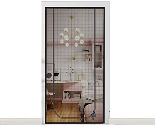 Katzengitter Balkontür 95 Cm X 210 Cm Verdicktes Katzenschutzgitter Fliegengitter Für Wohnzimmer, Schlafzimmer, Küche, Terrasse, Hund Katze Kratzfeste Gittertür Mit Reißverschluss ( Color : Black , Si