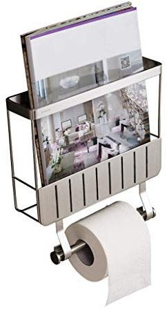 FFOCCO Toilettenpapierhalter, Zeitungsständer, Edelstahl, moderner Badezimmer-Taschentuchspender, Zeitungsaufbewahrung, Organizer-Regal Present