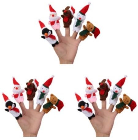 lopituwe 3 Satz von Weihnachts Fingerpuppen, Schneemann, Weihnachtsmann, Rentier, für Rollenspiele und Geschichtenerzählen, Klassenzimmerbedarf, Polyester, Weihnachten, 5, Weihnachten 5 3Satz