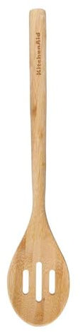 KitchenAid KQG604OHBBE, Bamboo Slotted Spoon, 32.5 cm, Wood
