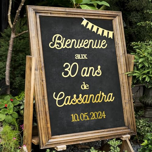 Sticker doré brillant pour panneau de 30x40cm, bienvenue anniversaire personnalisé, accueil événement, texte personnalisable, champêtre, fête, autocollant
