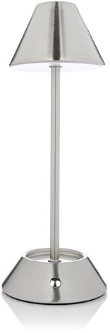 Nordstern LED Akku Tischlampe - Wiederaufladbare Tischleuchte mit USB-C Anschluss - Kabellos und dimmbar mit 3 Farbtemperaturen 3000K-6000K über Touch-Schalter - 28,5 cm (Stahl gebürstet)