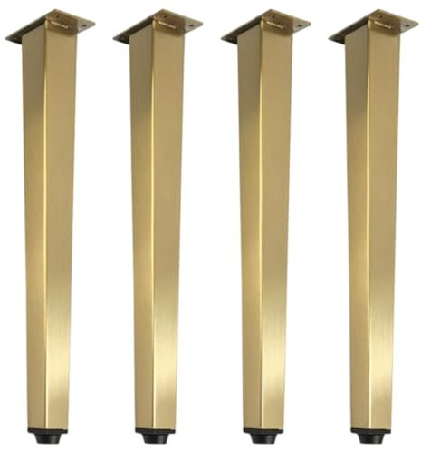 SZLXJMFL Tischbeine Edelstahl, 4 Stück Eckig Tischfüße Goldgold Optionale Höhe: 7-61 cm Galvanikfläche Verstellbar für Couchtisch/TV Tisch/Schreibtische/Kommode/Nachttisch-31cm/12.2in