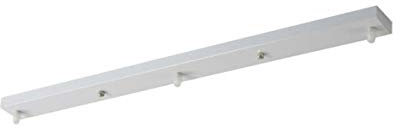 LEDSone 3 Outlet Rectangle Ceiling Rose Pendant Lighting Fixture 500 mm x 60 mm Modern Industrial Metal Fitting Ceiling Plate (Rectangle) (White)